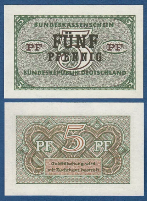 BUNDESKASSENSCHEIN  5 Pfennig (1967) Kassenfrisch / UNC  Ro.314