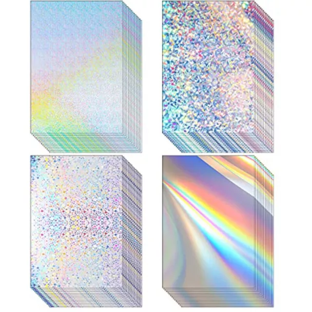 100 PCS Metallic Holographic Card A4 Size Mixed Color  Z1J54474