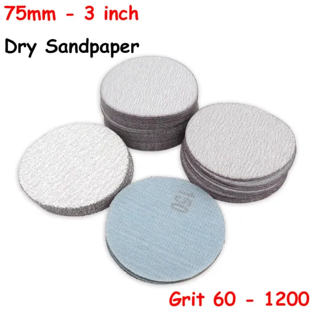 3 Inch 75mm Round Sandpaper Hook&Loop Grit 60-1200 Sandpaper Pads Sanding Disc