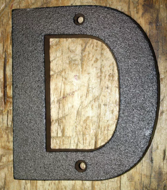 Cast Iron Industrial LETTER D Sign Rustic Brown 5" tall Alphabet