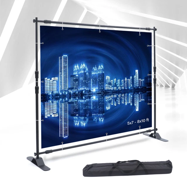 Banner Stand Background Banner Stand with Adjustable Poster Stand Iron Black
