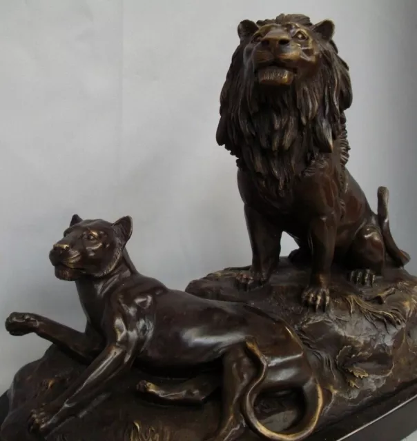 Statue Sculpture Lion Lionne Animalier Style Art Deco Style Art Nouveau Bronze m 2