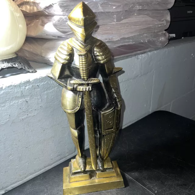 Vintage Knight Armor Removable Sword Tabletop 17" Shield Metal JAPANESE