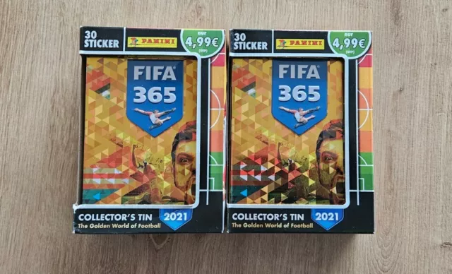 2x Panini FIFA 365 2021 Mini Tin Box mit jeweils 30 Stickern / 6 Tüten in OVP