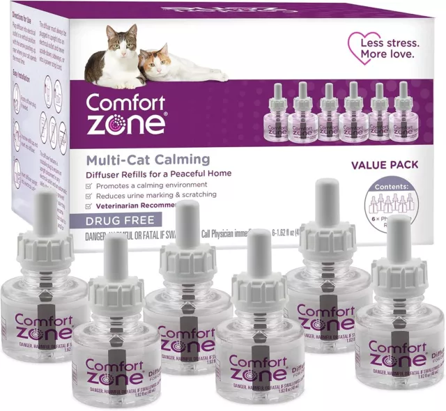 Comfort Zone Multi Cat Calming Diffuser Refills Value Kit 6 pack;Reduce Fighting