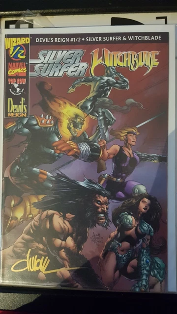 Silver Surfer Witchblade Devils Reign 1/2 Wizard Marvel Top Cow SIGNED