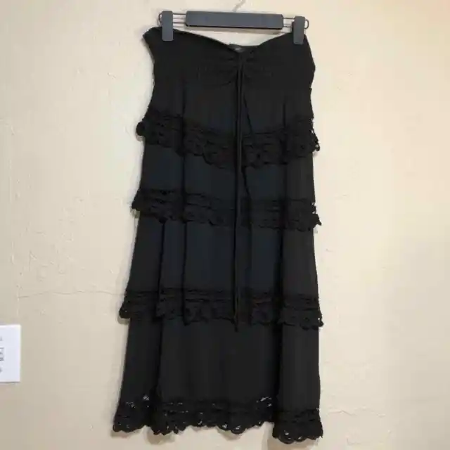ABS Allen Schwartz Womens Dress Large Black Strapless Ruffled Cocktail L