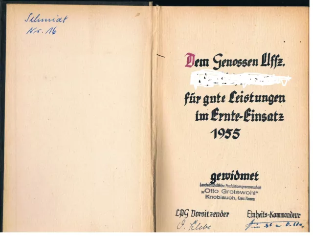 Brandstifter von Nikolai Schpanow, mit Widmung für Ernte-Einsatz DDR