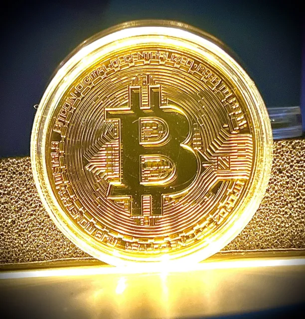 Bitcoin Gold Plated Physical Bitcoin BTC Cryptocurrency Collectible Coin in Case