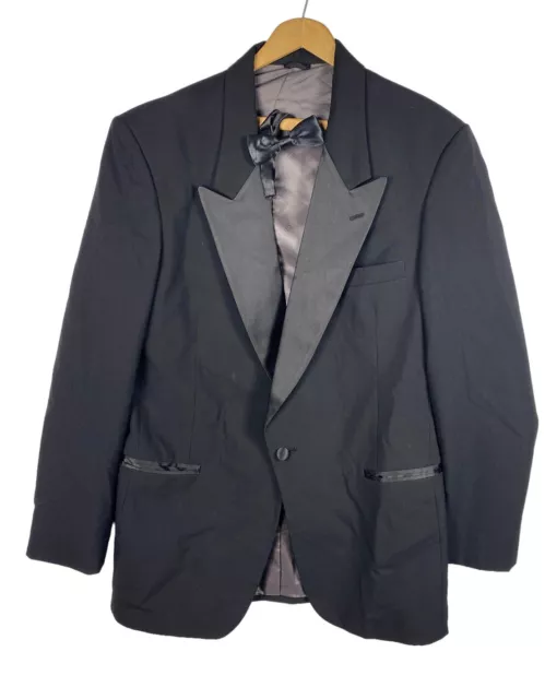 Vintage Christian Dior Wool 39L Tuxedo 2 PC Suit Black 30x30 Pants 39L USA Made