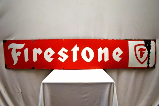 Vintage Firestone Pneumatici Firmare Porcellana Smalto Gas Pompa Benzina Display