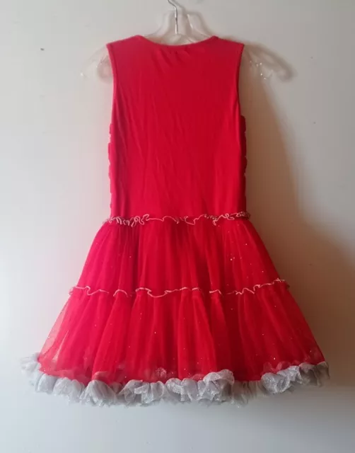 Popatu Red & Silver Petti Dress Ruffled Tutu Rosettes Size 12 2