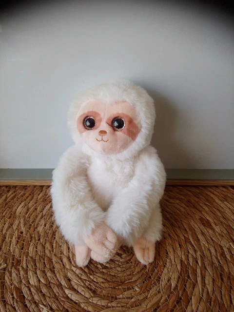 Peluche doudou singe paresseux blanc 20 cm Gipsy état neuf + cadeau