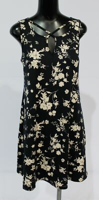 Fortune + Ivy Women's Eugenia Knit Sleeveless Floral Dress DB8 Black Small NWT