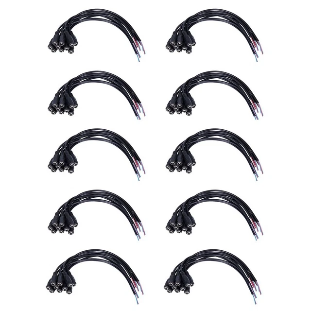 100Pcs 12V DC  Plug Female Jack Plug Connector Cable 5.5X2.1mm with Cord CabX2T3