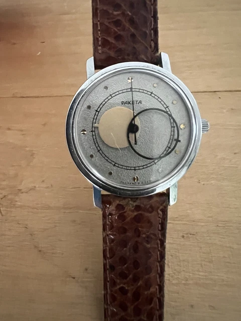 Montre Raketa Copernicus Vintage Soviétique Des Années 80 - Restaurée, Mécanique, Phase De Lune