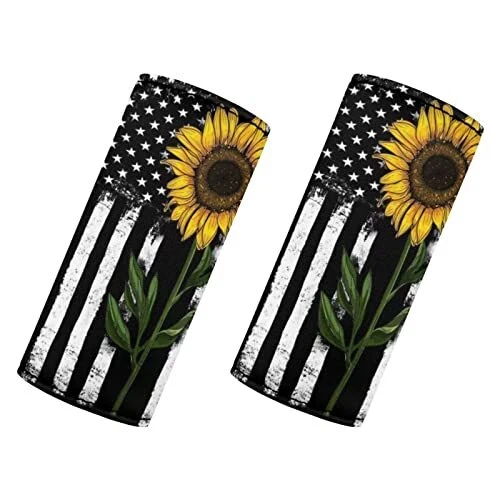 Luggage Handle Wrap for Suitcase,2 Pieces Reusable American Flag Sunflower