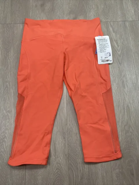 New Lululemon Sun Runner Crop Leggings Coral Color Womens 8 Running Yoga Active