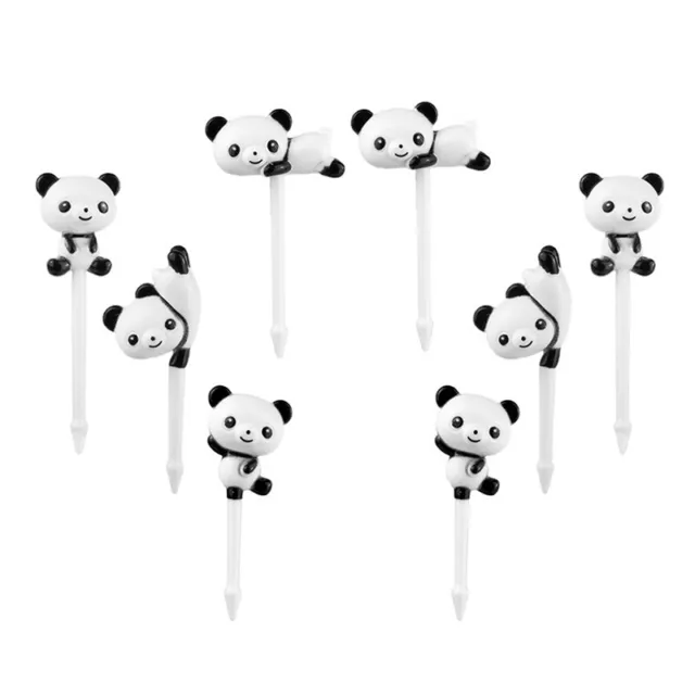 8pcs/set Cute Panda Fruit Fork Kids Snack Dessert Decoration Forks Toothpick