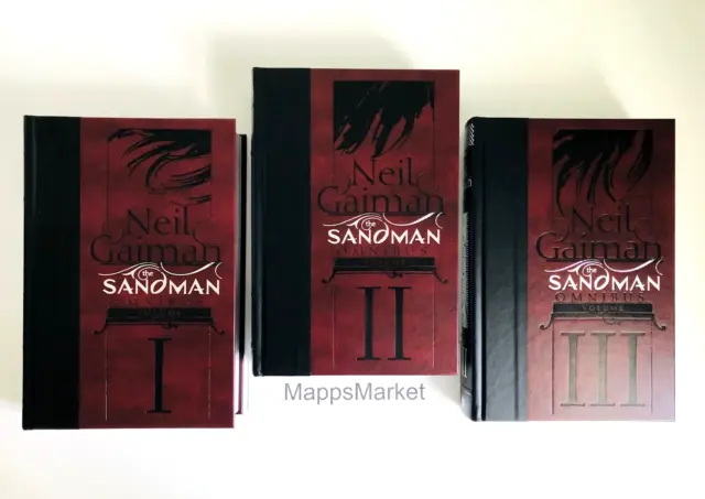 SIGNED by NEIL GAIMAN x 3 The Sandman Omnibus Volumes 1, 2 & 3 Leatherbound HC
