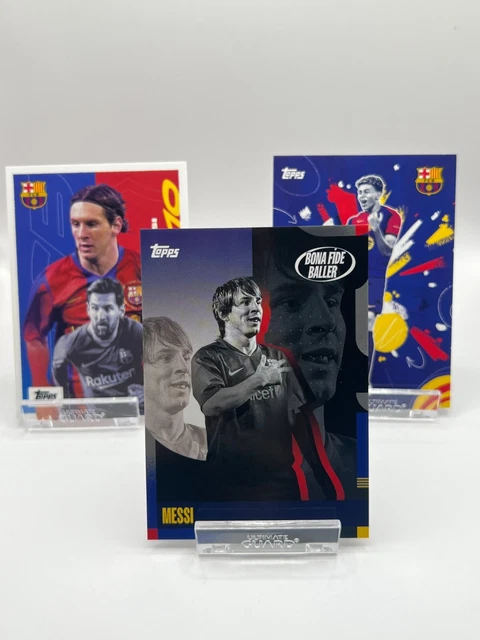 Lot De 4 Cartes Topps FC Barcelona Team Set 2023/24 – Vintage – Messi, Rivaldo, Lineker, Stoichkov