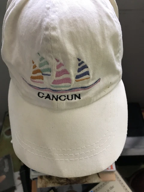 KC Vintage Baseball Cap Mens One Size CANCUN Sailboat Sailing 80s Snapback Hat