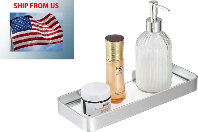 Small Floating Shelf Bathroom Wall Shelf 12 Tempered Glass Wall Mounted Black Si