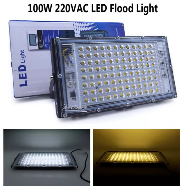 100W LED Flood Light  220V 110V Outdoor  Waterproof  Yard Football Garden Lamp