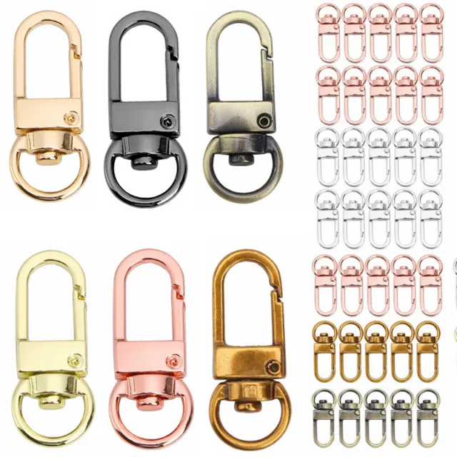 10Pcs Metal 360° Swivel Trigger Snaps Hooks Lobster Claw Clasps with Key Rings