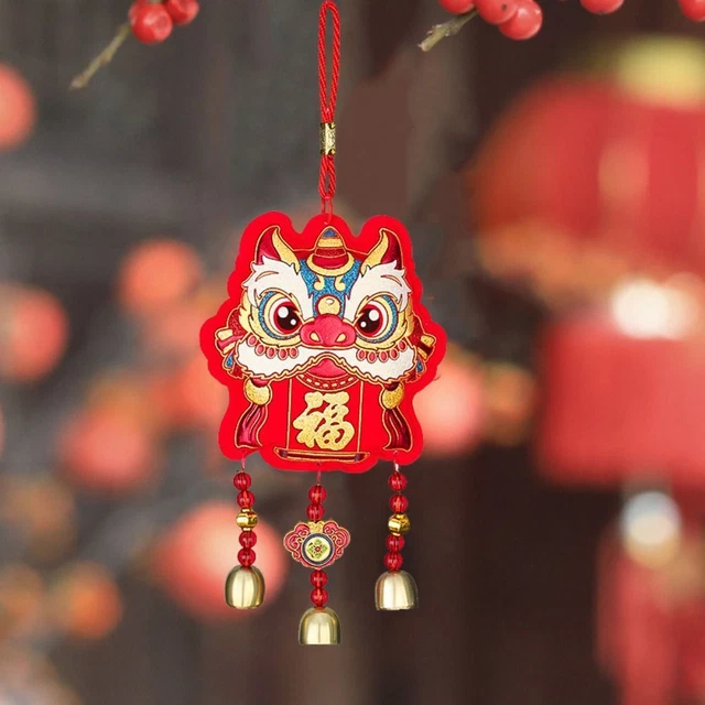 Chinese Style Dragon Embroidery Pendant Fish Lucky Bag New Year Ornament  Car