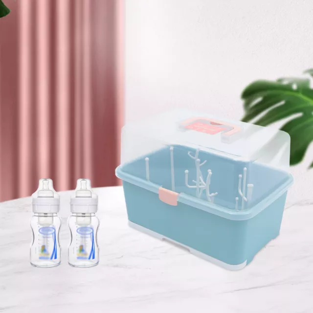 Baby Bottle Drying Rack With Cover Storage Box Large Organizer Holder US