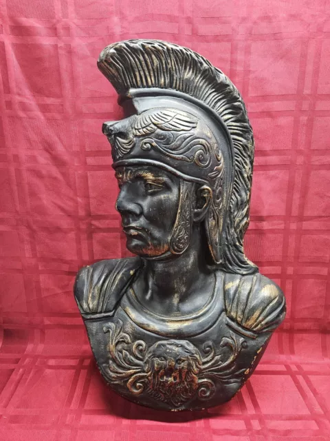 MidCentury Trojan Spartan Roman Greek Soldier Bust Wall Hanging Carving USC MSU