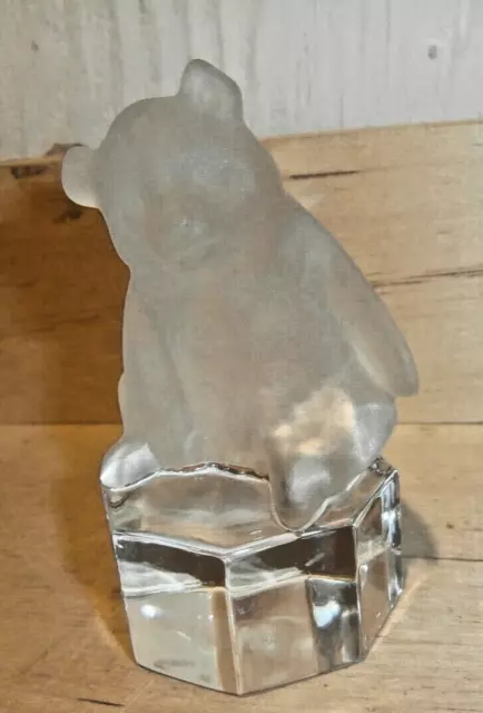 GOEBEL 1987 frosted & clear glass bear paperweight statue Mint