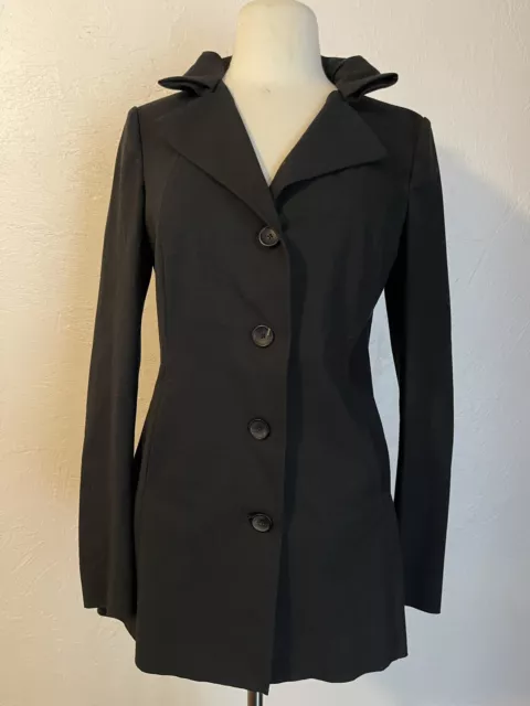 YOHJI YAMAMOTO black 4-button jacket pleated collar Made in Italy 42 US6