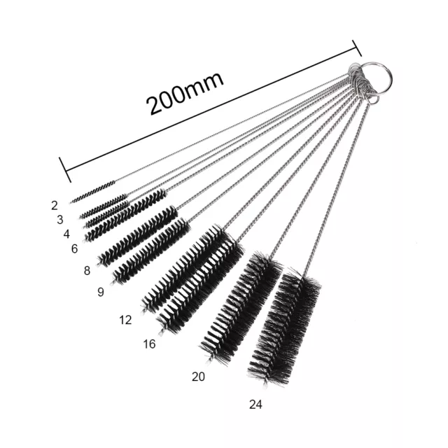 10 Nylon Stainless Steel Cleaners Cleaning Brushes for Tobacco Pipe Airbrus..b