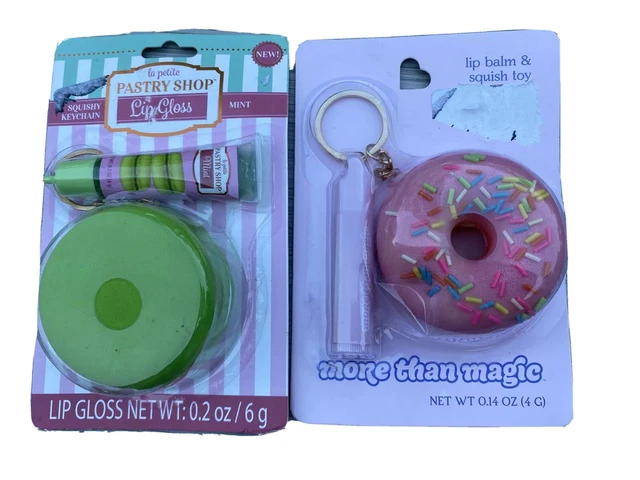 More Than Magic Lip Balm & Squish Toy Key Chain Macaroon Donut Mint Lot Of 2 New