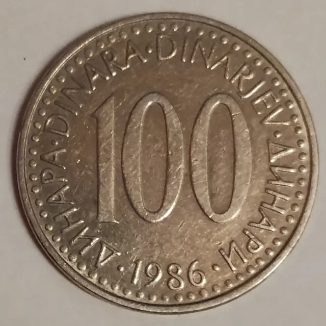 SFRJ Yugoslavia Coin - 100 Dinars hard dinar - 1986 - Cancelled currency