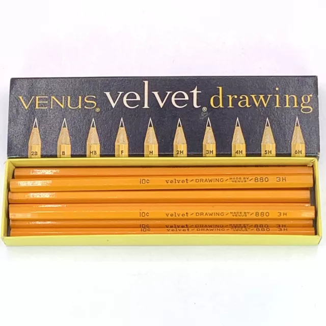 Vintage Venus Velvet #880 3H Drawing Pencils Open Box of 8 Unsharpened