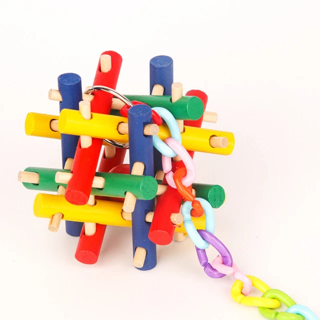 Hängender Papagei Vogelbiss Spielzeug Buntes Holz Kauball Spielzeug Papagei