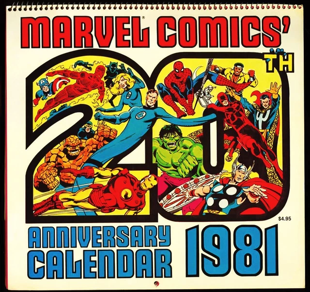 Mighty Marvel Calendar 1981 fn+ 6.5 Marvel Comics 20th Anniversary