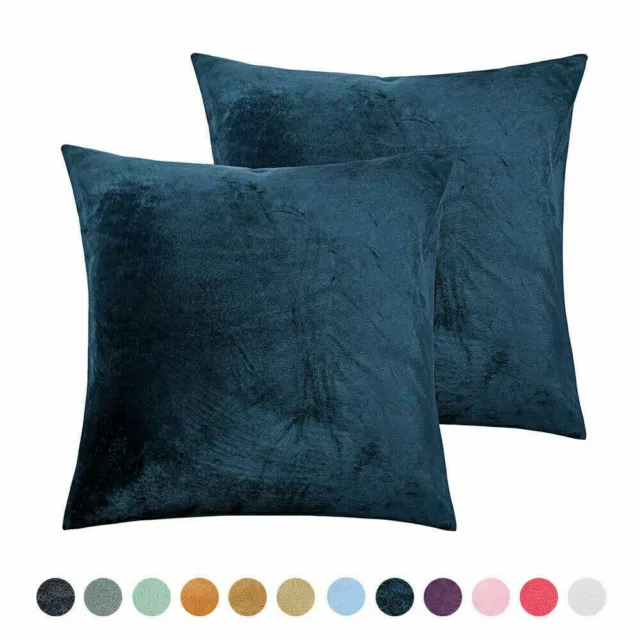 Throw Pillow Covers Set of 2 Sofa Decor Velvet Cushion Cases 7 Sizes 18 Colors