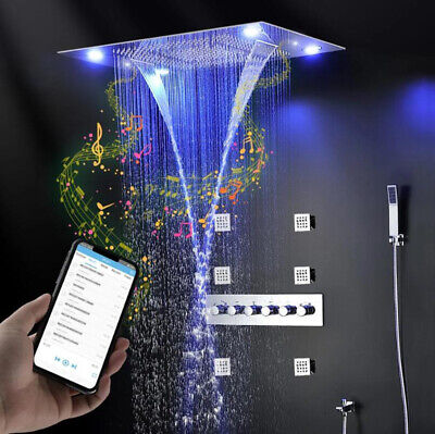 Cabeza de ducha de baño inteligente Bluetooth Música Set Colorido LED ducha termostática