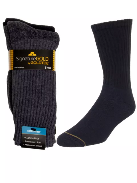 NEW - GOLDTOE, Signature GOLD Men’s Socks, 3 PAIR - Shoe Size 6 - 12 1/2 Cushion