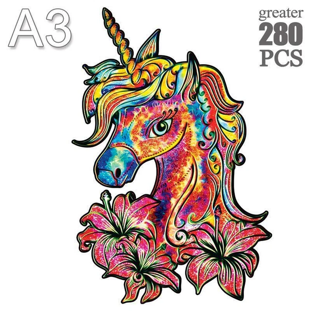 Unicorn Shape Jigsaw Puzzle Adults Kids Birthday Gifts Toys Educational Games 8