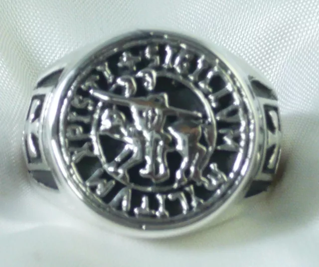 Anillo Sello Templarios Cruz Plata 925 St. Silver Templar Knight Ring Big