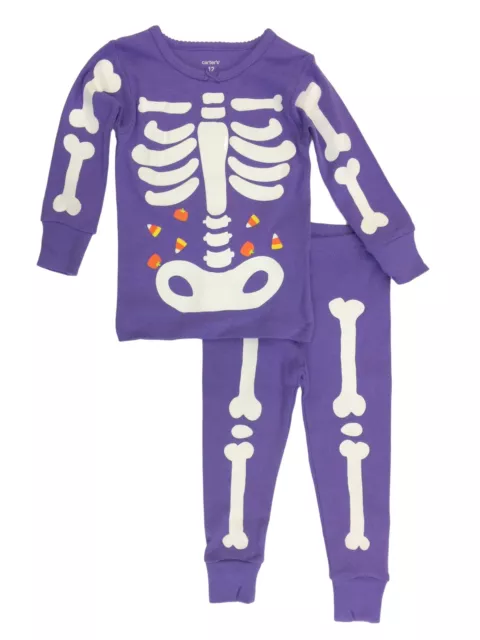 Carters Infant Girls Purple Skeleton With Candy Cotton Halloween Pajamas 12m
