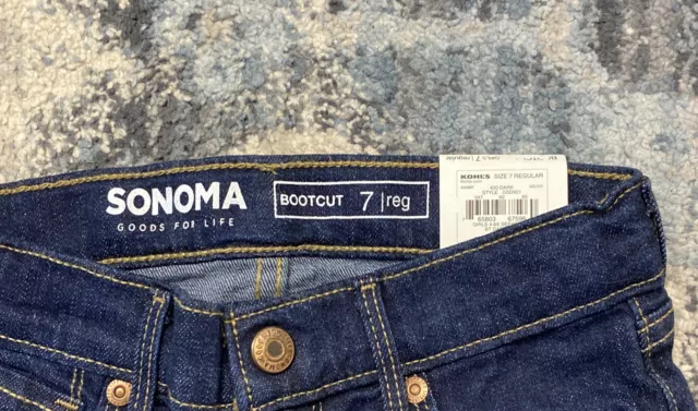 Sonoma Girls Flexwear Bootcut Blue Jeans Size 7 Regular Dark Wash NWT 3