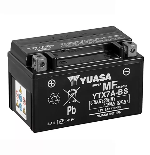 Yuasa YTX7A-BS AGM Batterie 12V 6AH - Prêt à Poser Moto Scooter (FTX7A-BS)