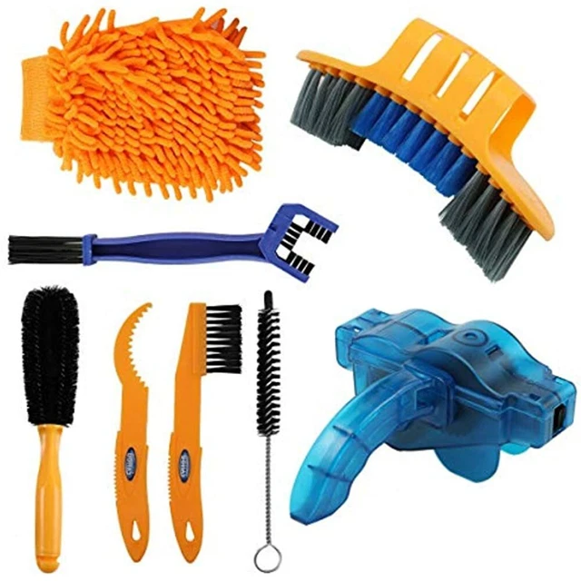 8 Pieces Precision Bicycle Cleaning Brush Tool Including Bike Chain Scrubber,