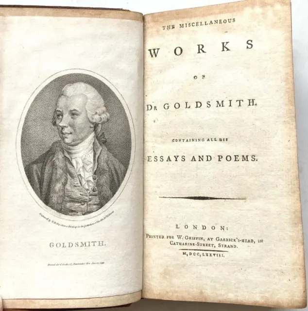 The Miscellaneous Works Of Dr Goldsmith, Leather, 1778, Rare